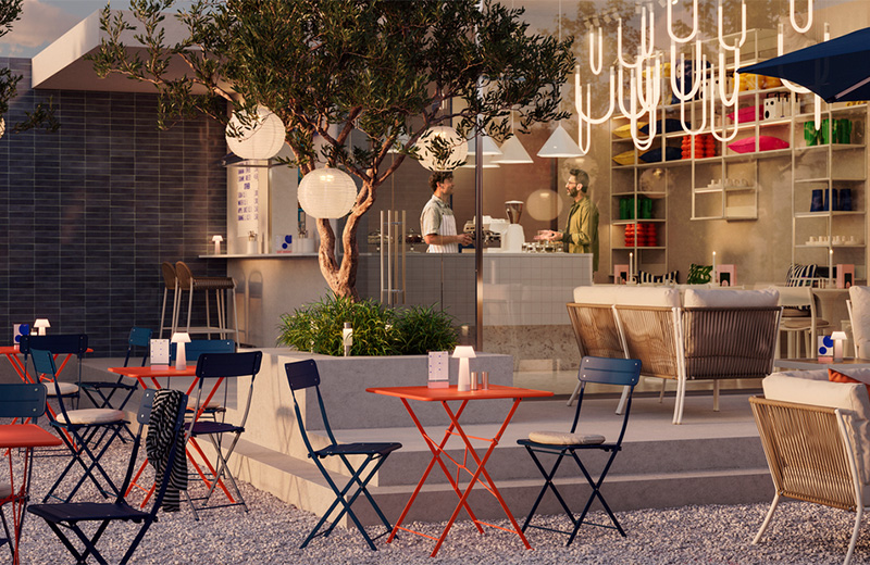 IKEA - Hem kapalı hem açık alana sahip bir kafe için aydınlatma nasıl tasarlanır? 