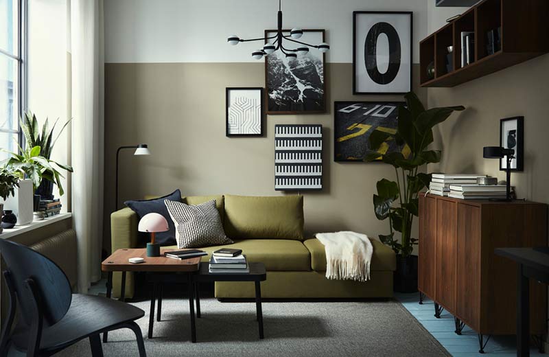 IKEA - Earthy colours set the mood in a small, flexible living room