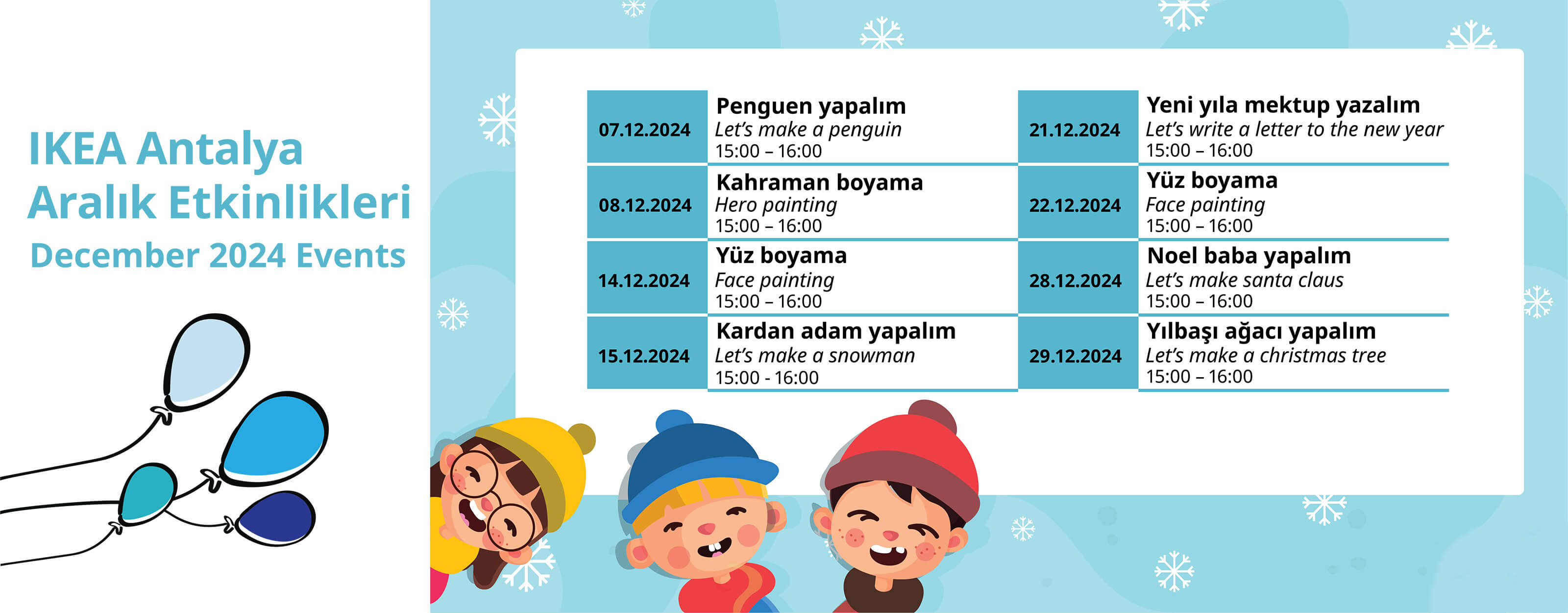 Antalya December 2024 Activity Calendar