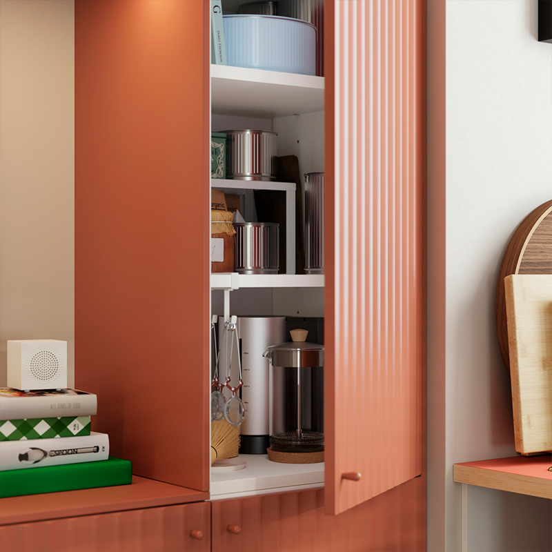 IKEA-kirmizi kahverengi kapaklar kompakt bir mutfak 5