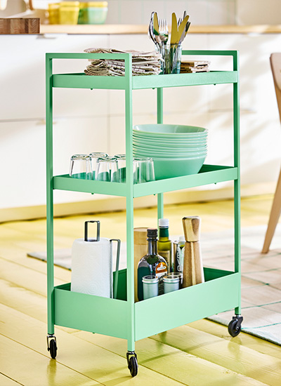 IKEA-nissafors acik yesil servis arabasi