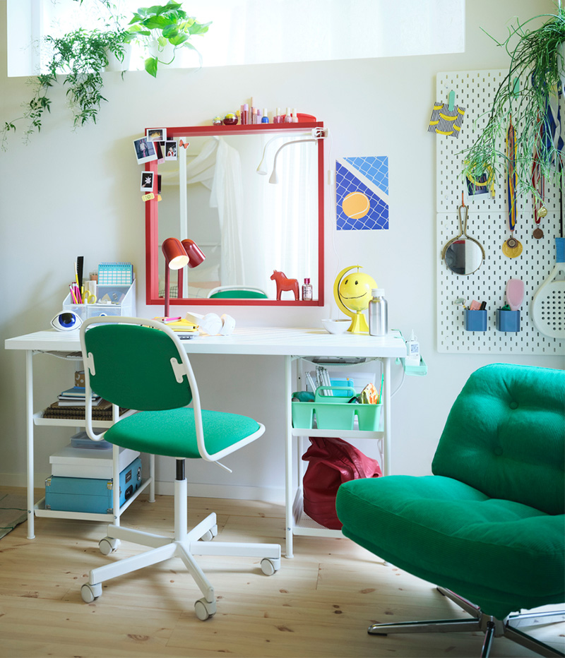 IKEA-orfjall beyaz yesil calisma sandalyesi