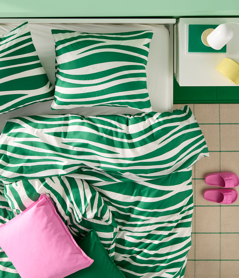 IKEA-portlakmalla yesil tek kisilik nevresim seti