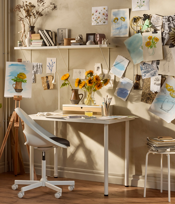IKEA-lagkapten adils beyaz calisma masasi