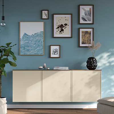 IKEA-besta beyaz ceviz gorunum duvar dolabi