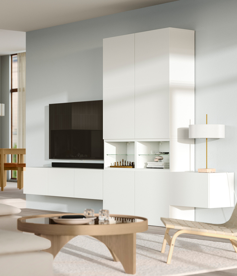 IKEA-besta beyaz tv unitesi
