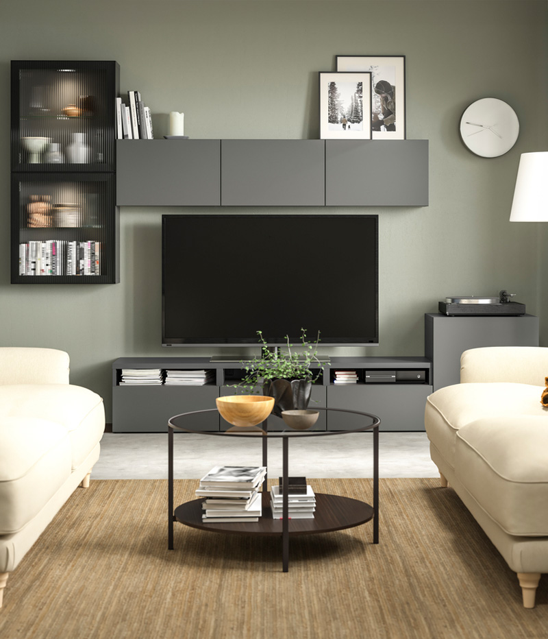 IKEA-besta koyu gri tv unitesi