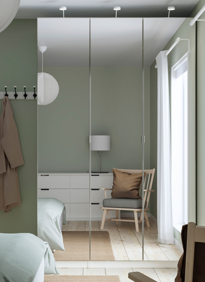 IKEA-pax aheim beyaz aynali cam pax gardirop