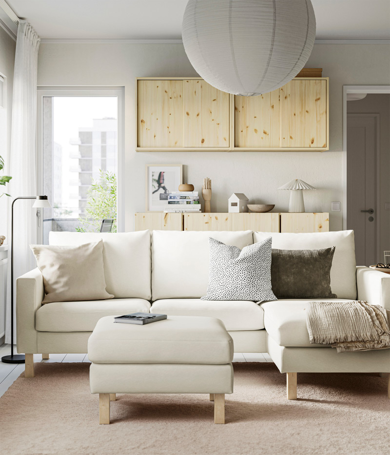 IKEA-saltsjobaden uzanma koltuklu 3 lu kanepe