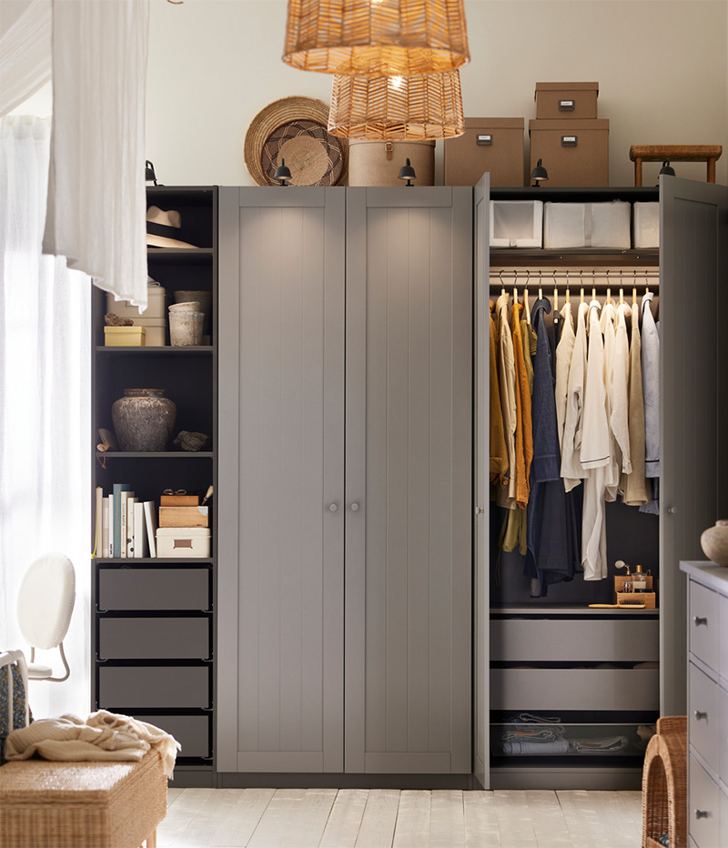 IKEA-pax gullaberg koyu gri pax gardirop