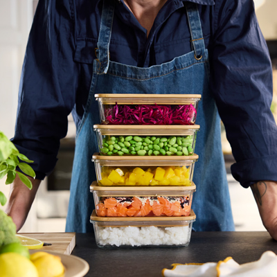 IKEA-ikea 365 bambu kapakli cam saklama kabi