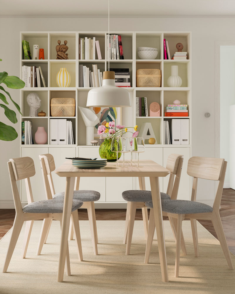IKEA-lisabo disbudak beyaz siyah sandalyeli mutfak masasi takimi