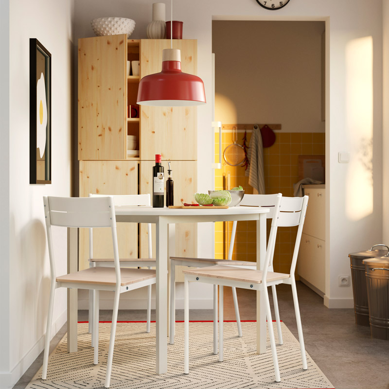 IKEA-vihals buslatt beyaz sandalyeli yemek masasi takimi