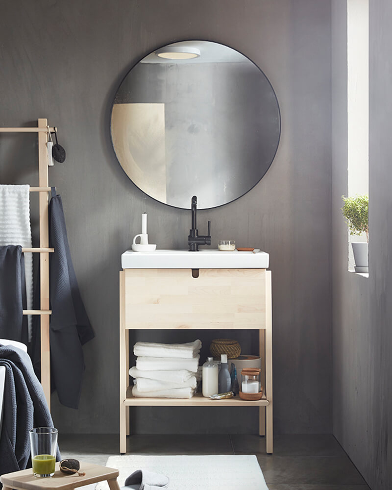 IKEA-lindbyn siyah yuvarlak ayna 01