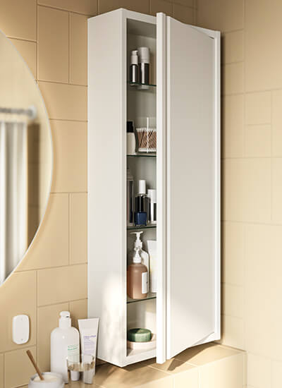 IKEA-angsjon parlak cila beyaz banyo duvar dolabi 01