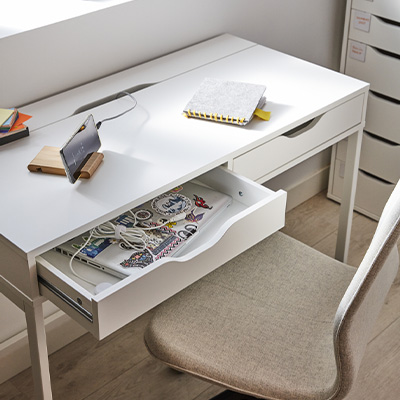 IKEA-alex beyaz calisma masasi