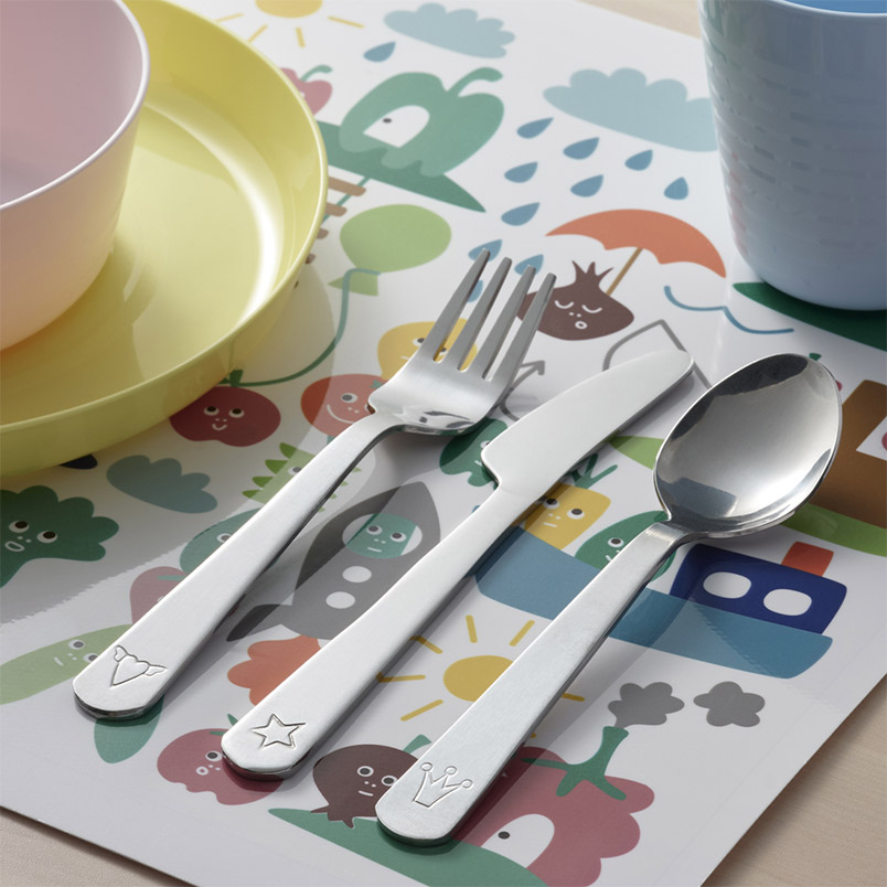 IKEA-fabler gri cocuk catal kasik bicagi