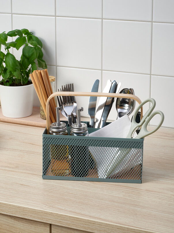 IKEA-vimpelfisk bambu turkuaz catal bicak tutucu