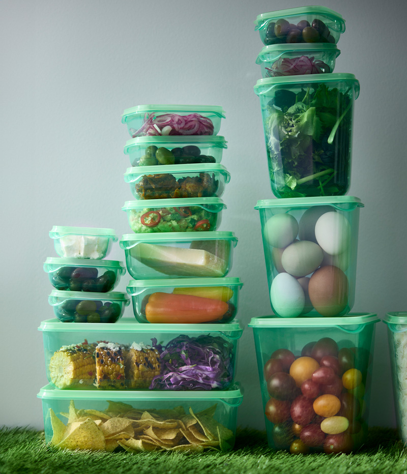 IKEA-pruta yesil plastik saklama kabi seti