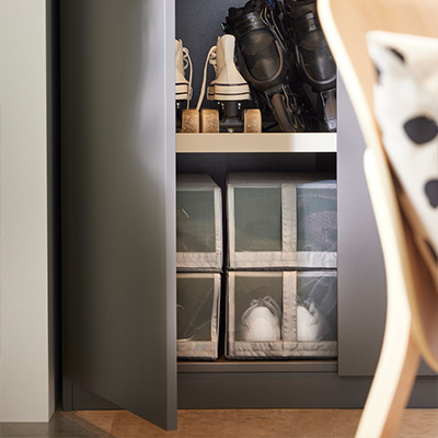 IKEA-skubb koyu gri ayakkabi kutusu