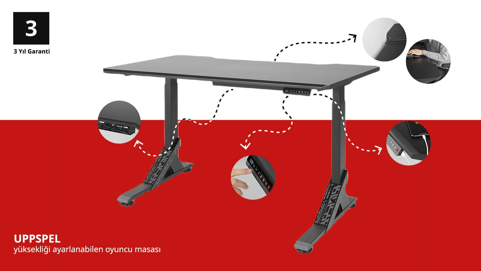 IKEA-uppspel yuksekligi ayarlanabilen oyuncu masasi