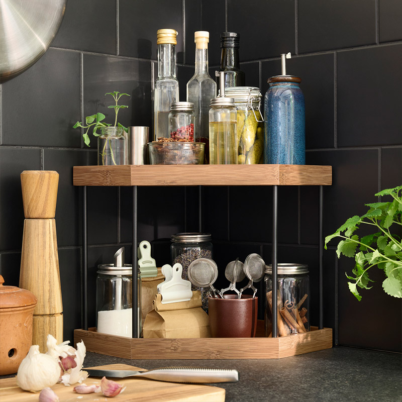 IKEA-nalblecka metal bambu 28x28x28 cm tezgah ustu duzenleyici