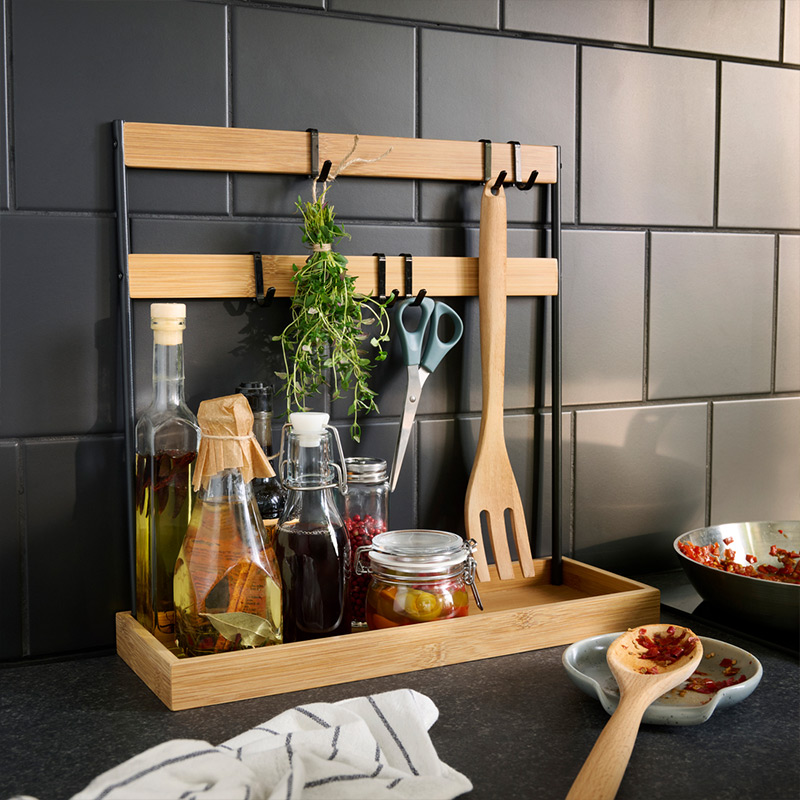 IKEA-nalblecka metal bambu 38x13x37 cm tezgah ustu duzenleyici