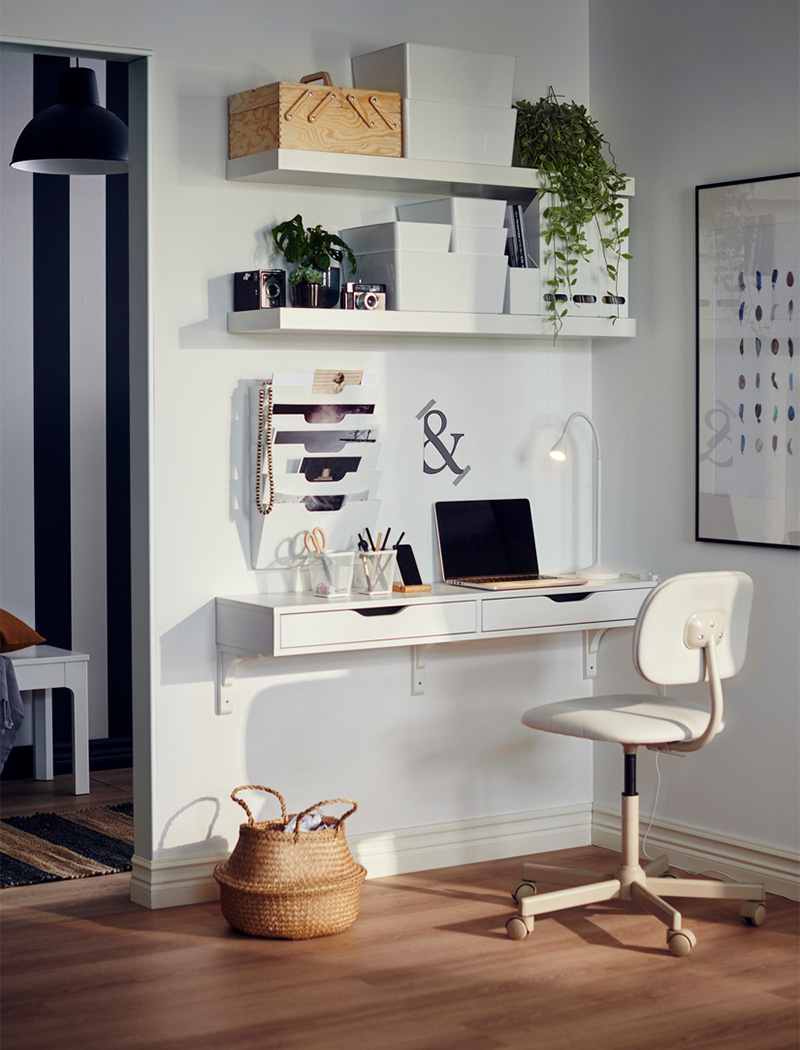 IKEA-alex ramshult beyaz beyaz cekmeceli duvar rafi