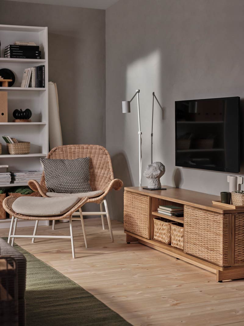 IKEA-fryksas rattan tv sehpasi