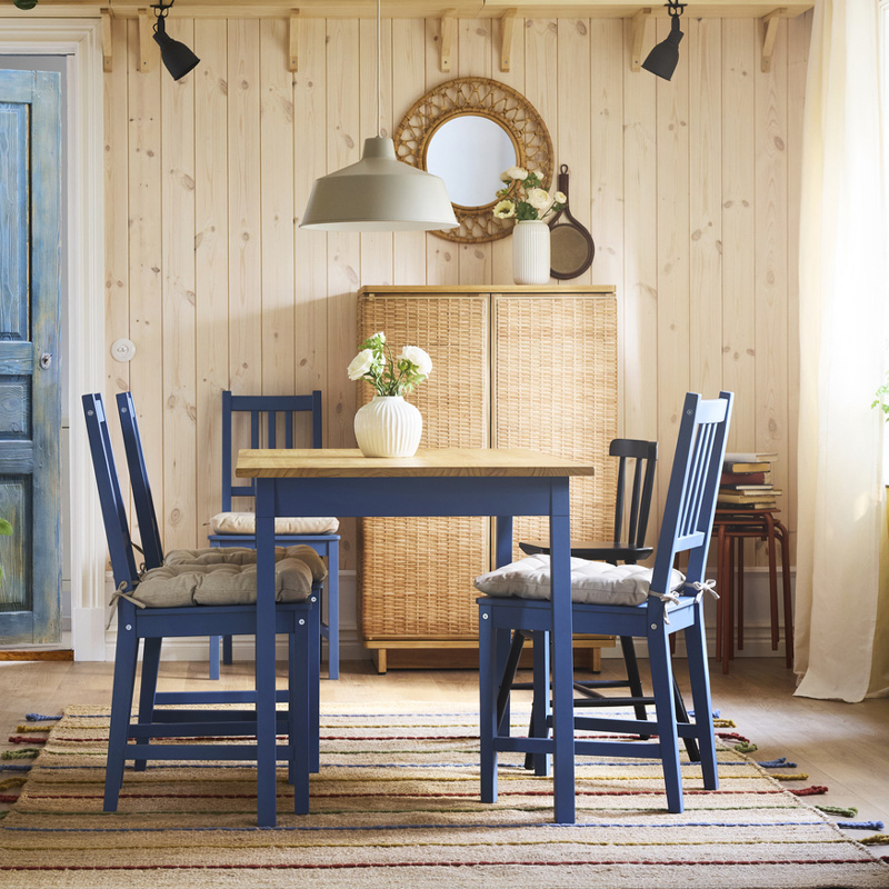 IKEA-raklev naturel cok renkli yemek odasi halisi
