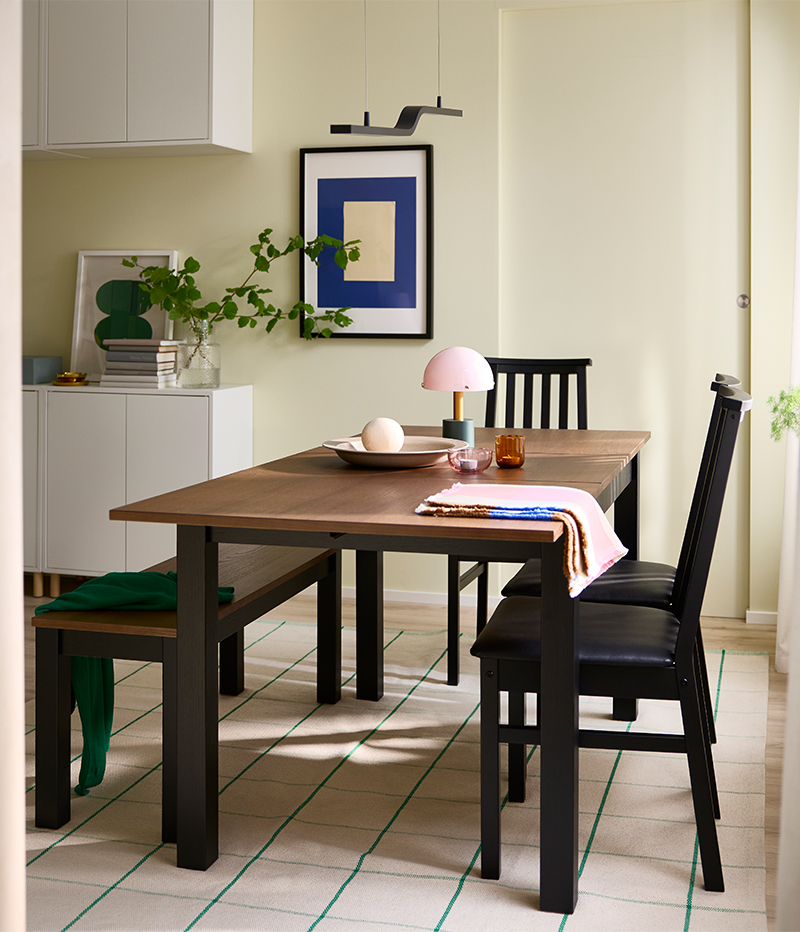 IKEA-alhult siyah kahverengi 4 6 kisilik acilir yemek masasi 01