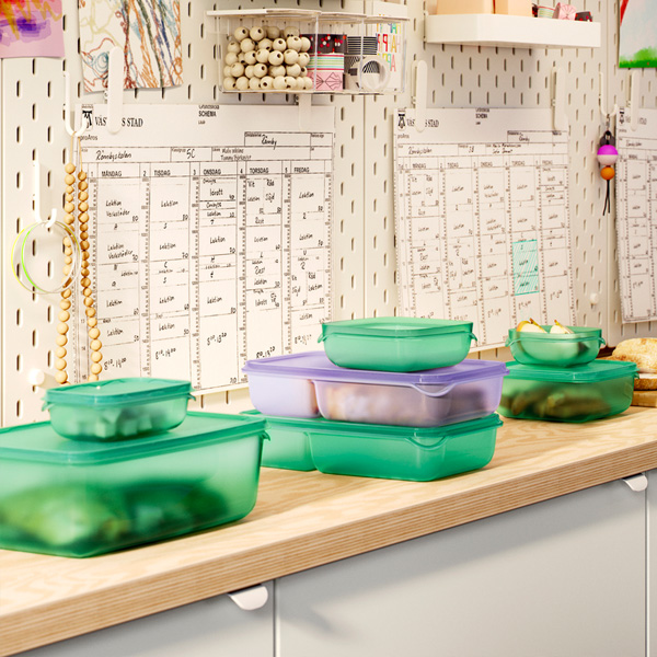 IKEA-pruta yesil plastik saklama kabi seti