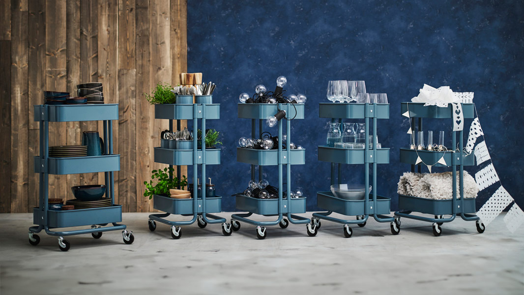 IKEA-raskog gri mavi servis arabasi