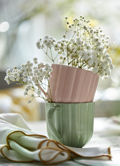 IKEA-smorfisk acik yesil pembe kupa seti