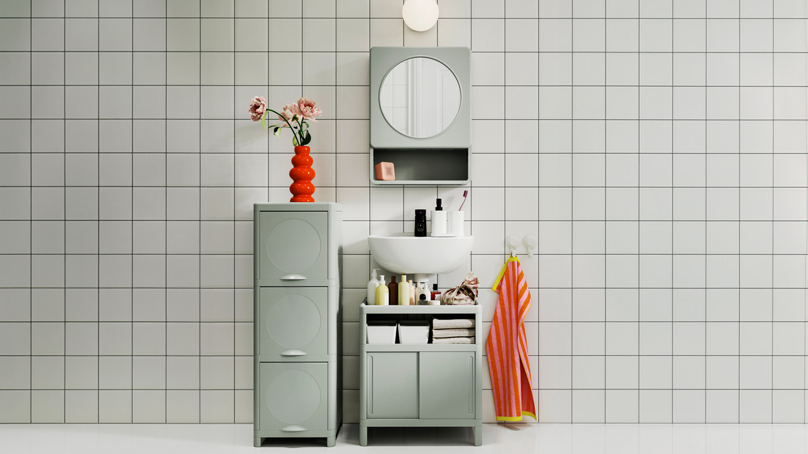 IKEA-ivosjon yesil beyaz banyo takimi