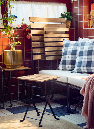 IKEA-tarno siyah kahverengi katlanir tabure