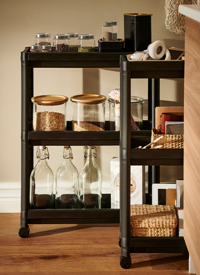 IKEA-vesken siyah 54x18x71 cm servis arabasi
