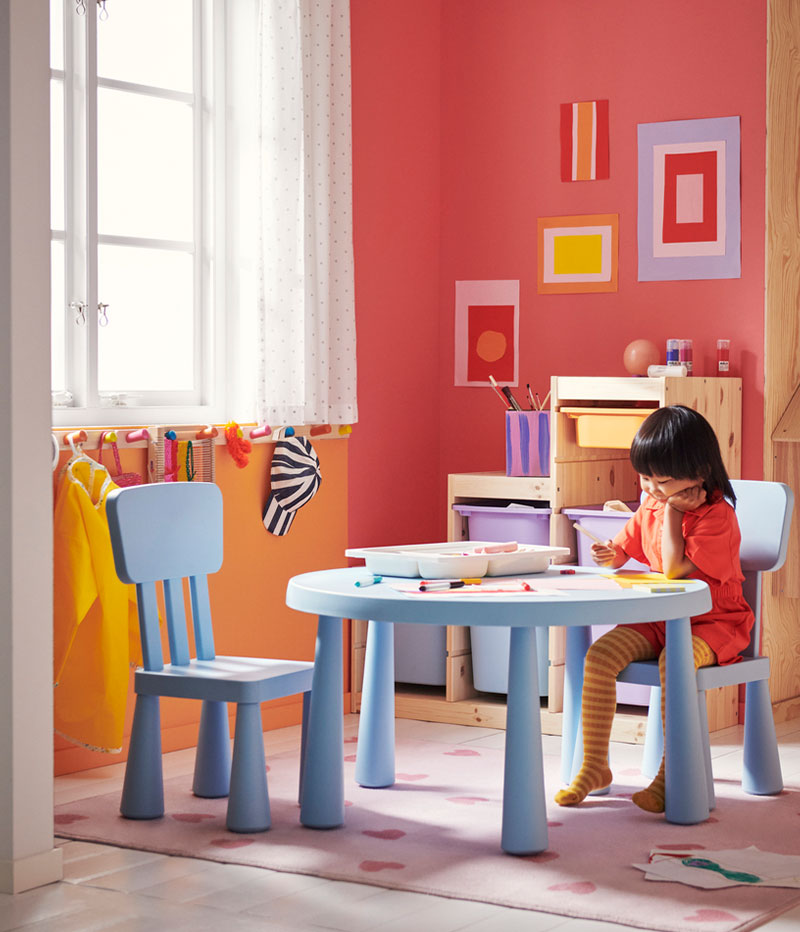 IKEA-mammut acik mavi cocuk masasi