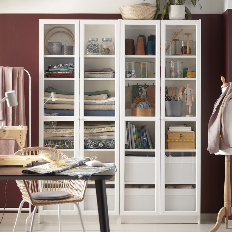 IKEA-billy cam kapakli kitaplik beyaz 89017832