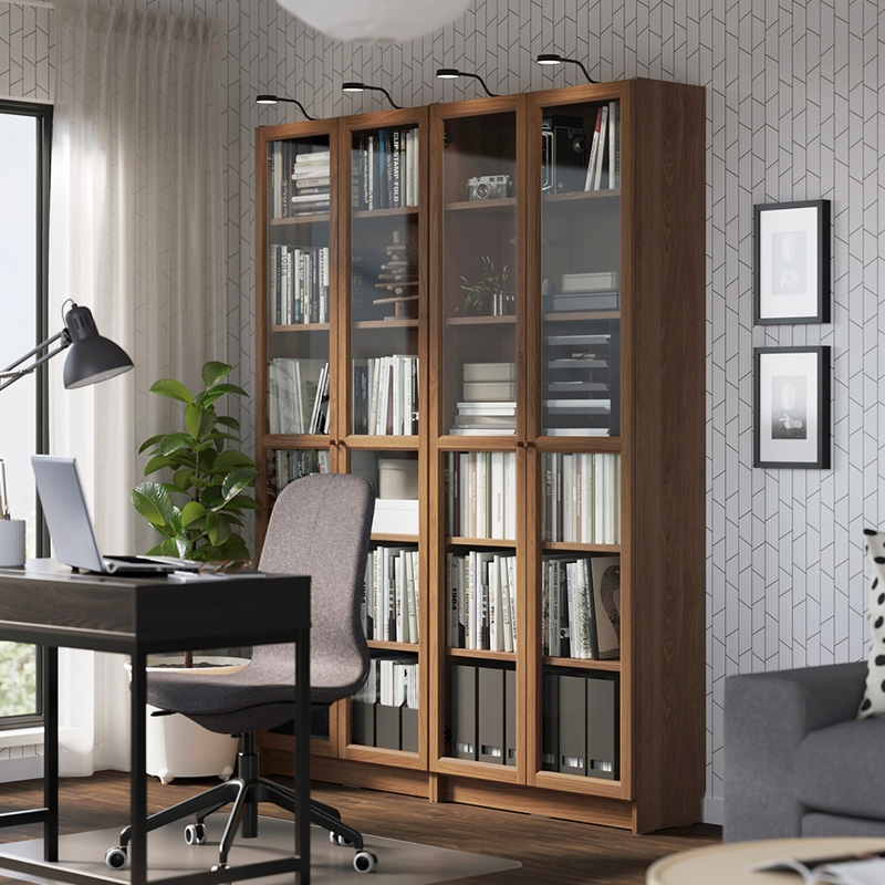 IKEA-billy kahverengi cam kapakli kitaplik 39483530