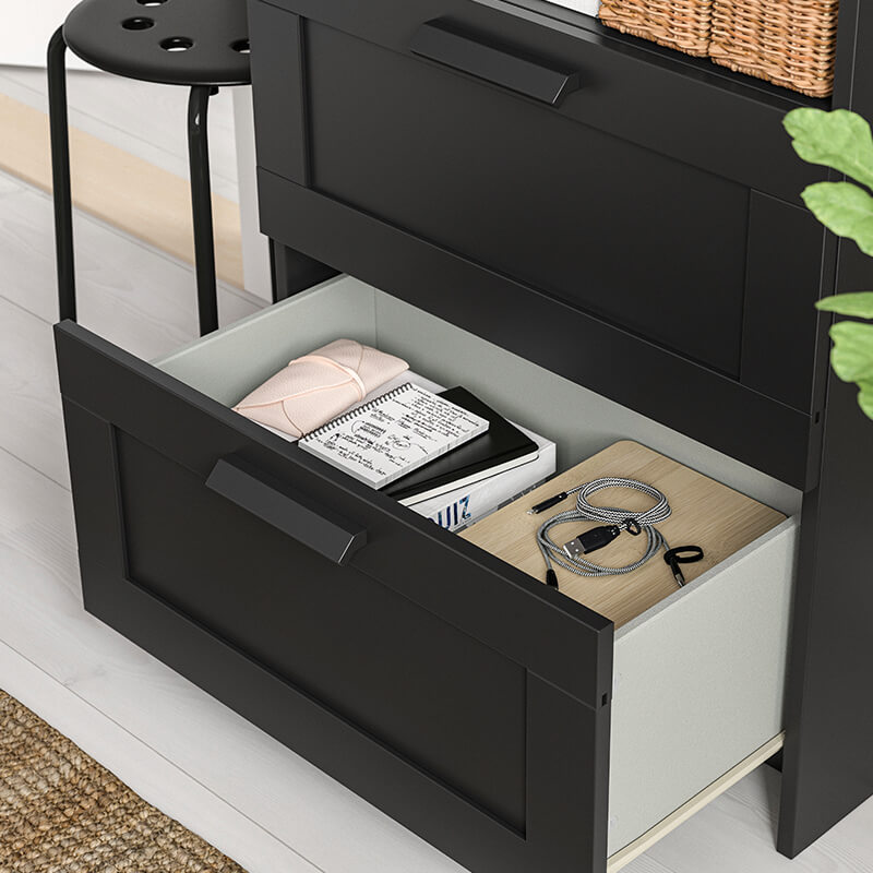 IKEA-brimnes siyah cekmeceli kitaplik 01