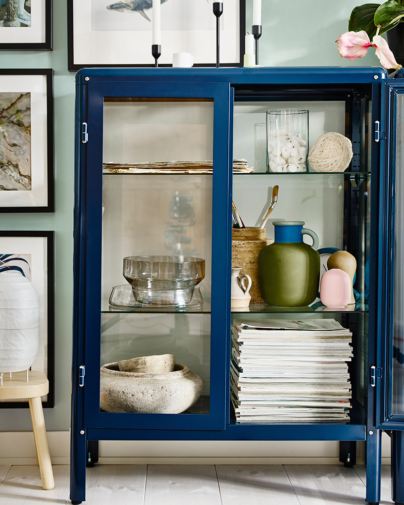 FABRIKÖR blue 81x113 cm glass cabinet - 00363171 | IKEA