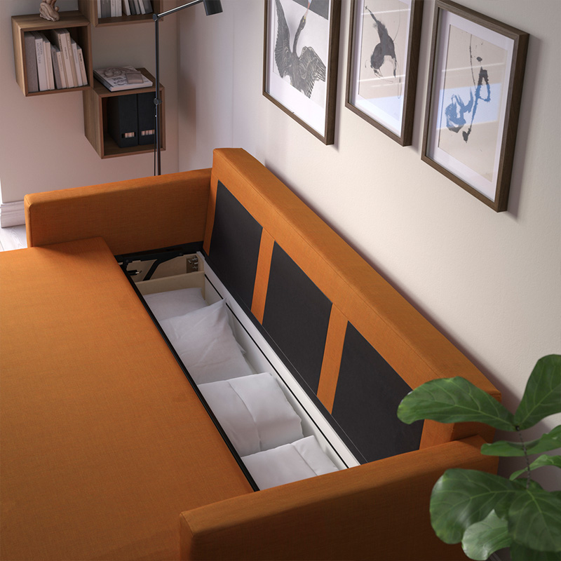 IKEA-friheten faringe kahverengi turuncu 3 lu yatakli kanepe 2