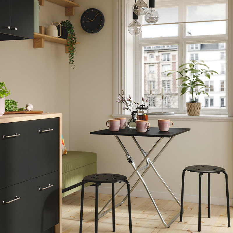 IKEA-gunde siyah 1 2 kisilik katlanir mutfak masasi 00546897