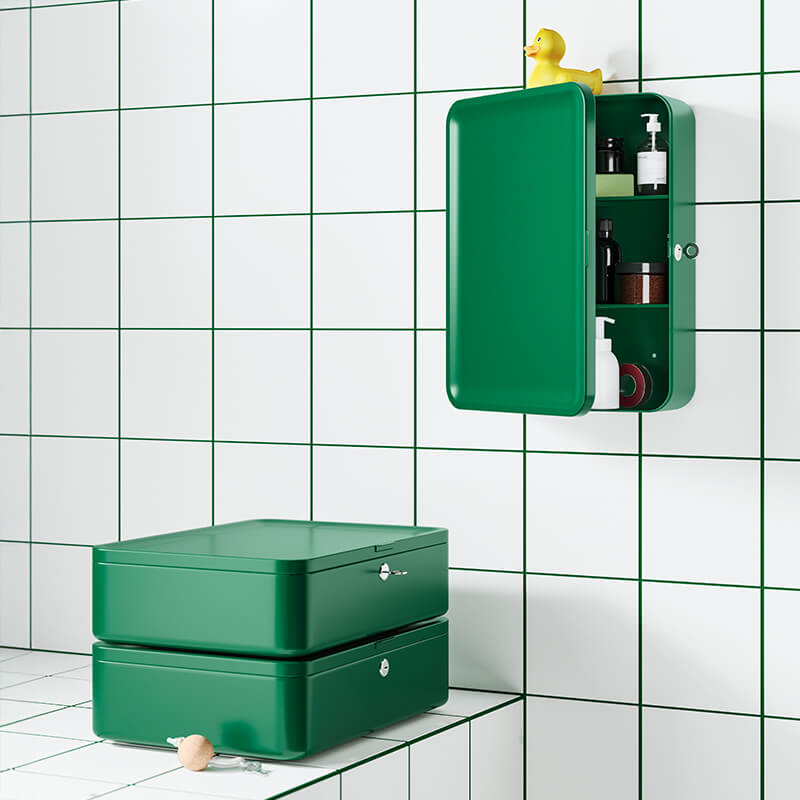 IKEA-husbyan koyu yesil banyo duvar dolabi 01