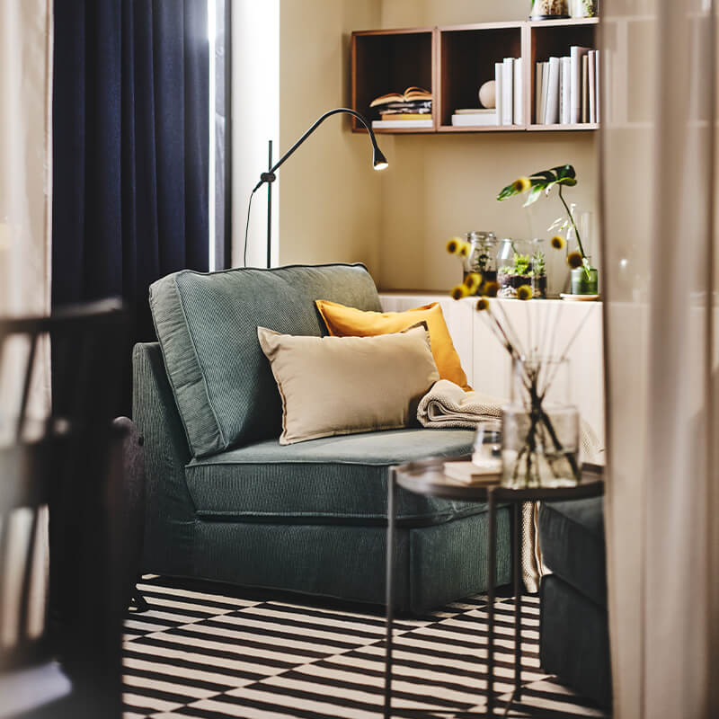 IKEA-kivik kelinge gri turkuaz yatakli tekli koltuk 01