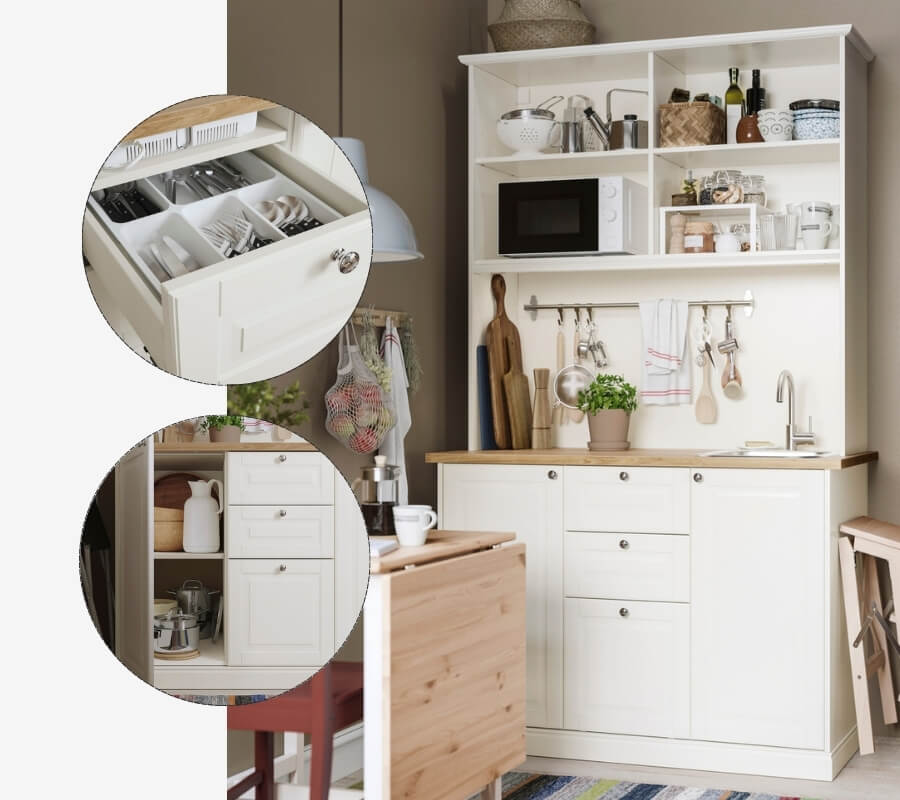 IKEA-onnerup kirik beyaz 130x64x219 cm mini mutfak 00500286