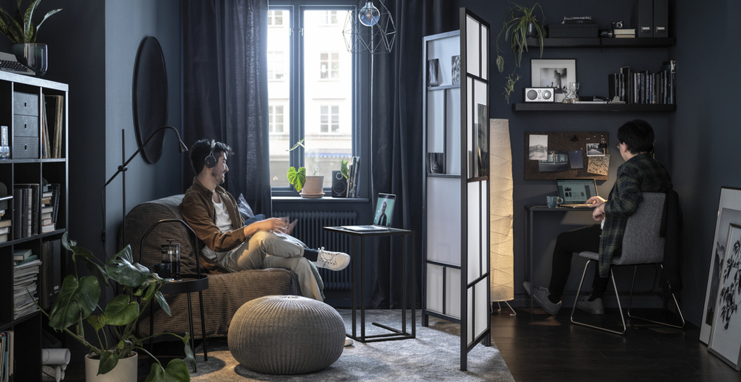 IKEA-risor beyaz siyah paravan
