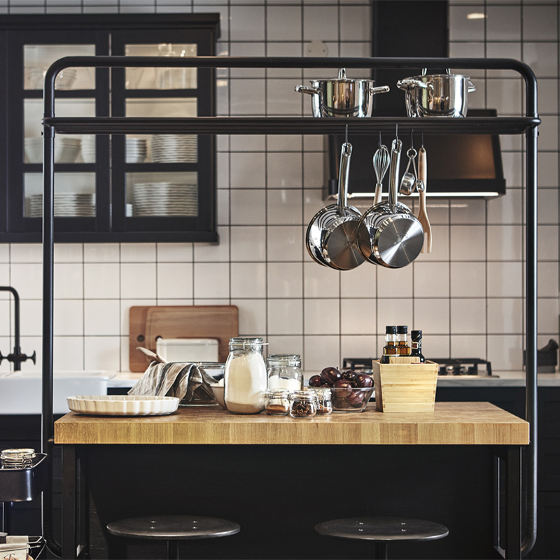 VADHOLMA black/oak 79x63x90 cm kitchen island - 40366115 | IKEA
