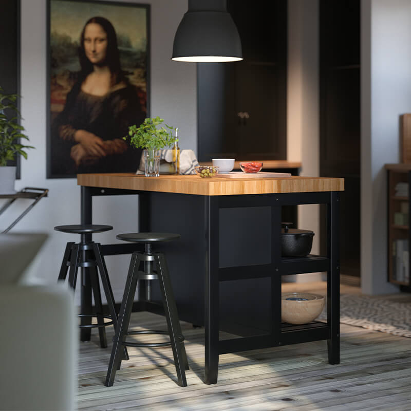 IKEA-vadholma siyah mese mutfak adasi 01